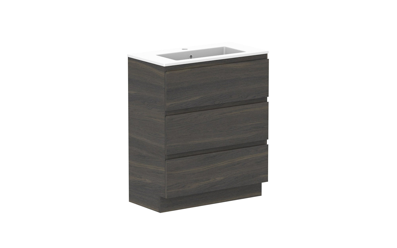 ADP Glacier Ensuite All-Drawer Trio Floor Mount Vanity 750mm, cast marble top