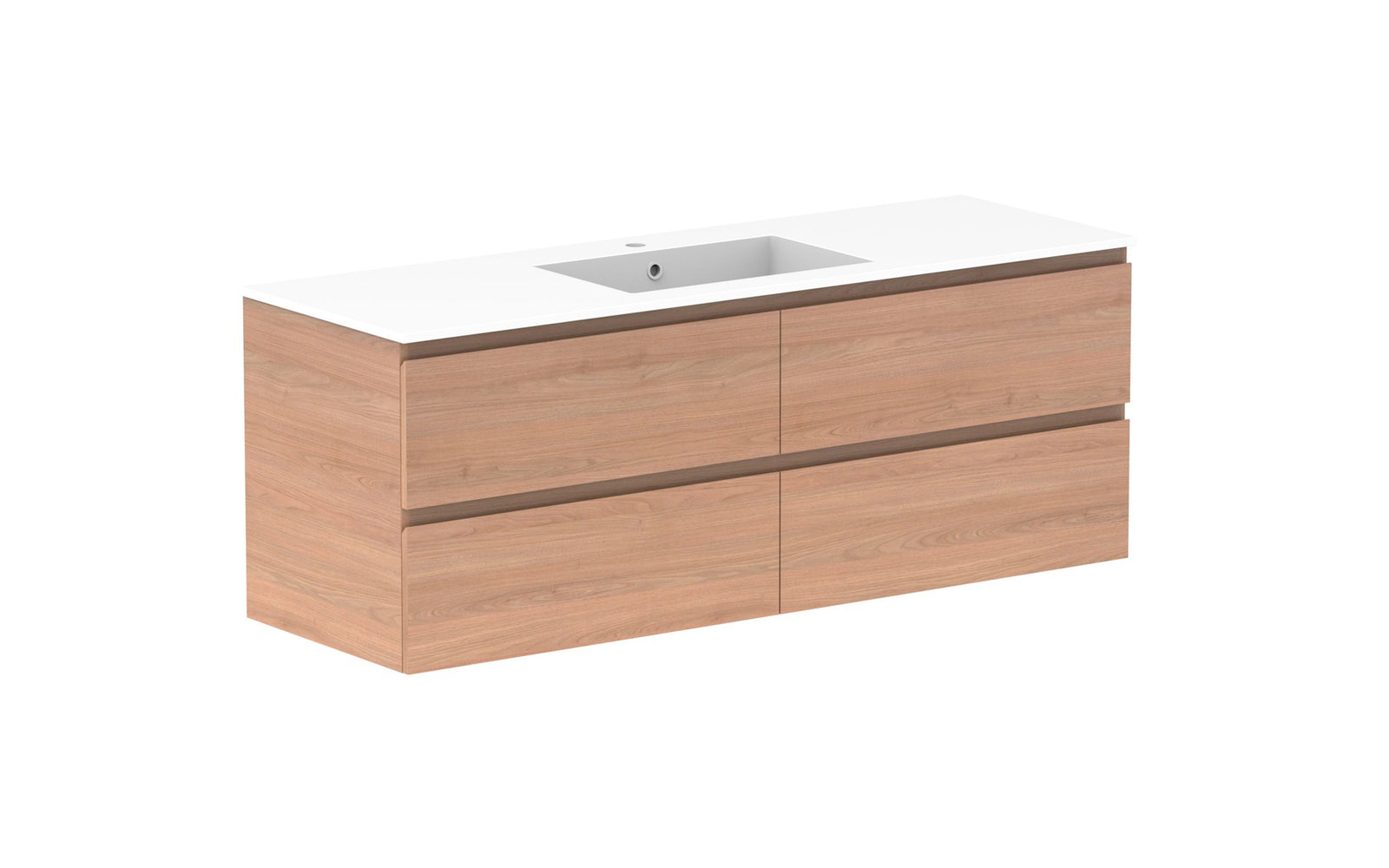 ADP Glacier Full Depth All-Drawer Twin Wall Hung Vanity 1500mm centre bowl, cast marble top