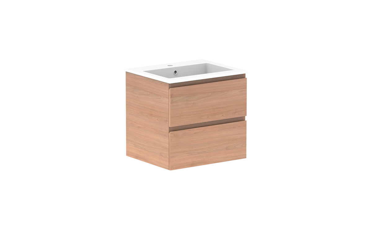ADP Glacier Full Depth All-Drawer Twin Wall Hung Vanity 600mm centre bowl, cast marble top