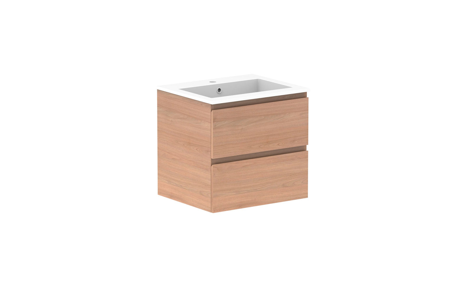ADP Glacier Full Depth All-Drawer Twin Wall Hung Vanity 600mm centre bowl, cast marble top