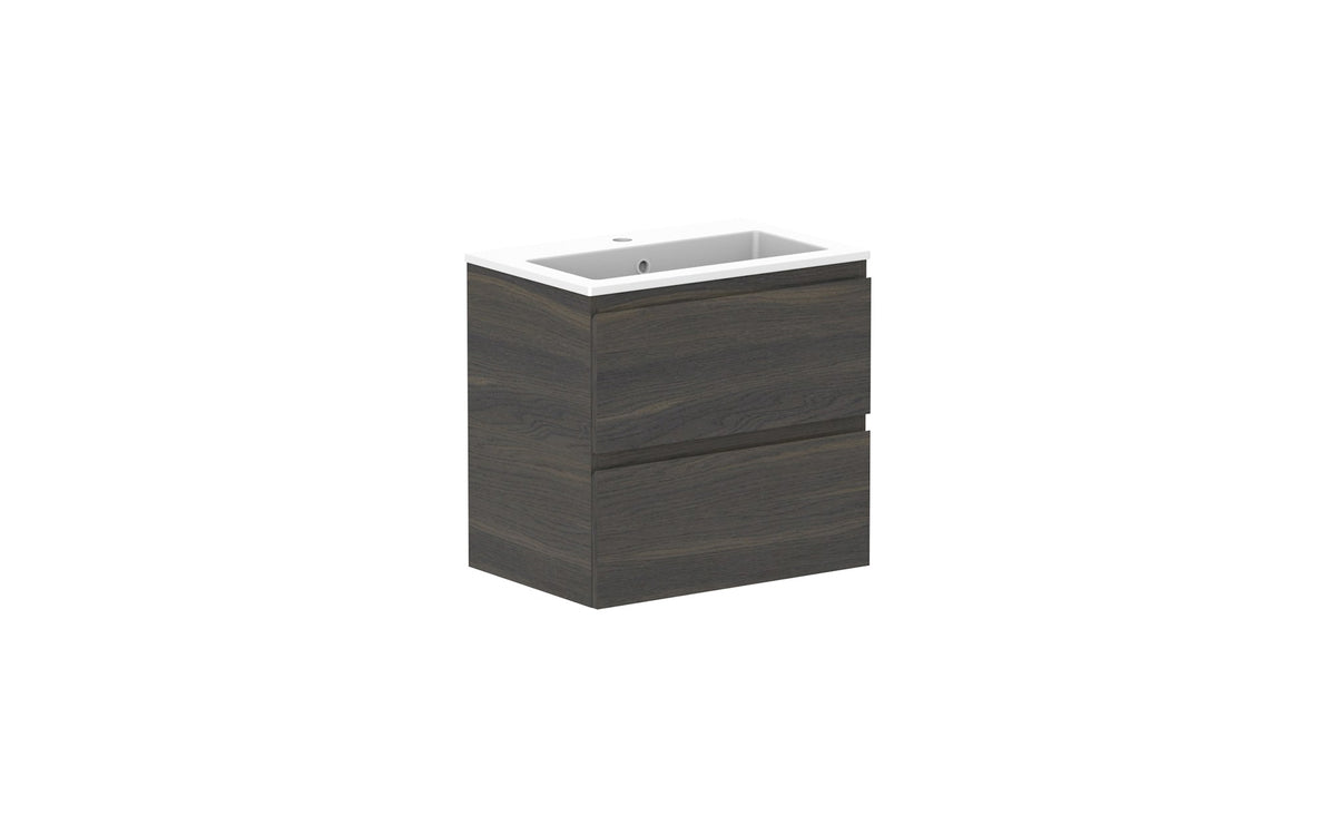 ADP Glacier Ensuite All-Drawer Twin Wall Hung Vanity 600mm, cast marble top