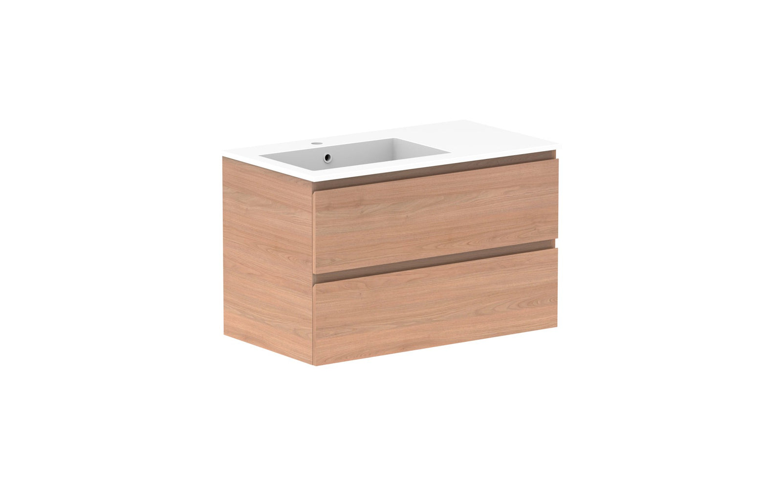 ADP Glacier Full Depth All-Drawer Twin Wall Hung Vanity 900mm left offset bowl, cast marble top