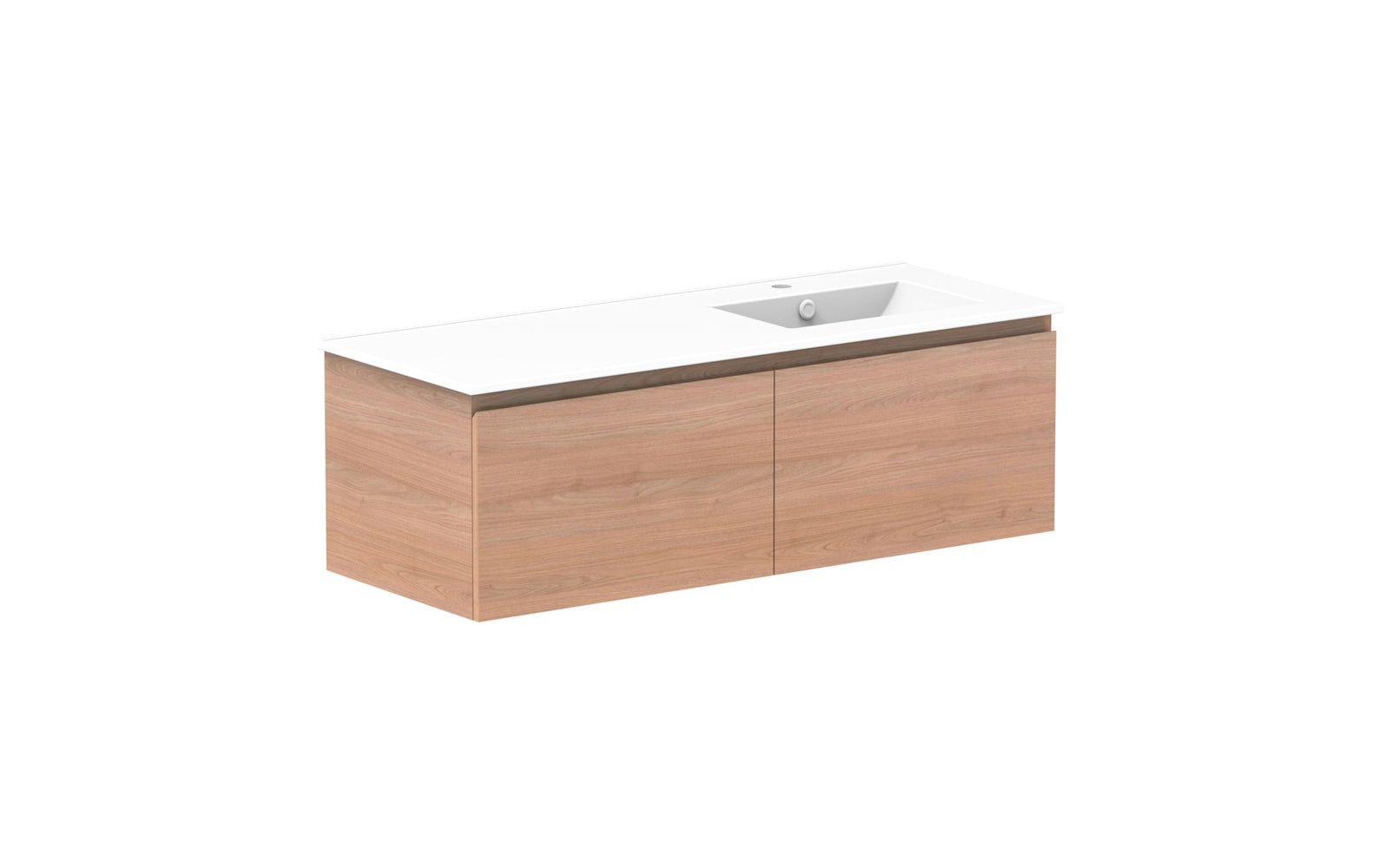 ADP Glacier Full Depth All-Drawer Slim Wall Hung Vanity 1200mm right offset bowl, ceramic top