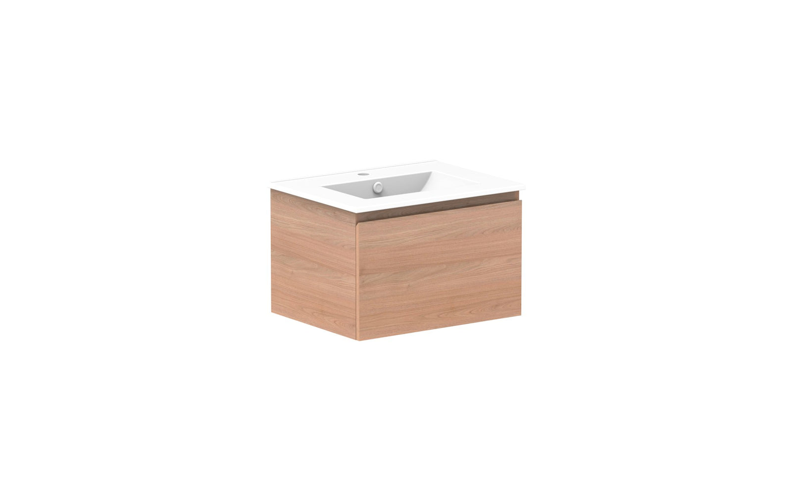 ADP Glacier Full Depth All-Drawer Slim Wall Hung Vanity 600mm centre bowl, ceramic top