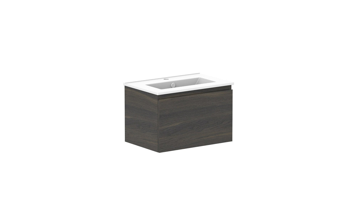 ADP Glacier Ensuite All-Drawer Slim Wall Hung Vanity 600mm, ceramic top