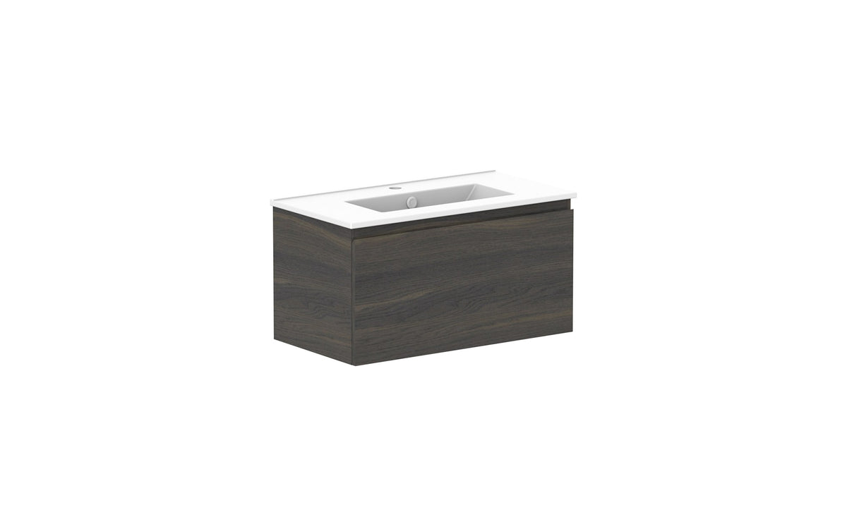 ADP Glacier Ensuite All-Drawer Slim Wall Hung Vanity 750mm, ceramic top
