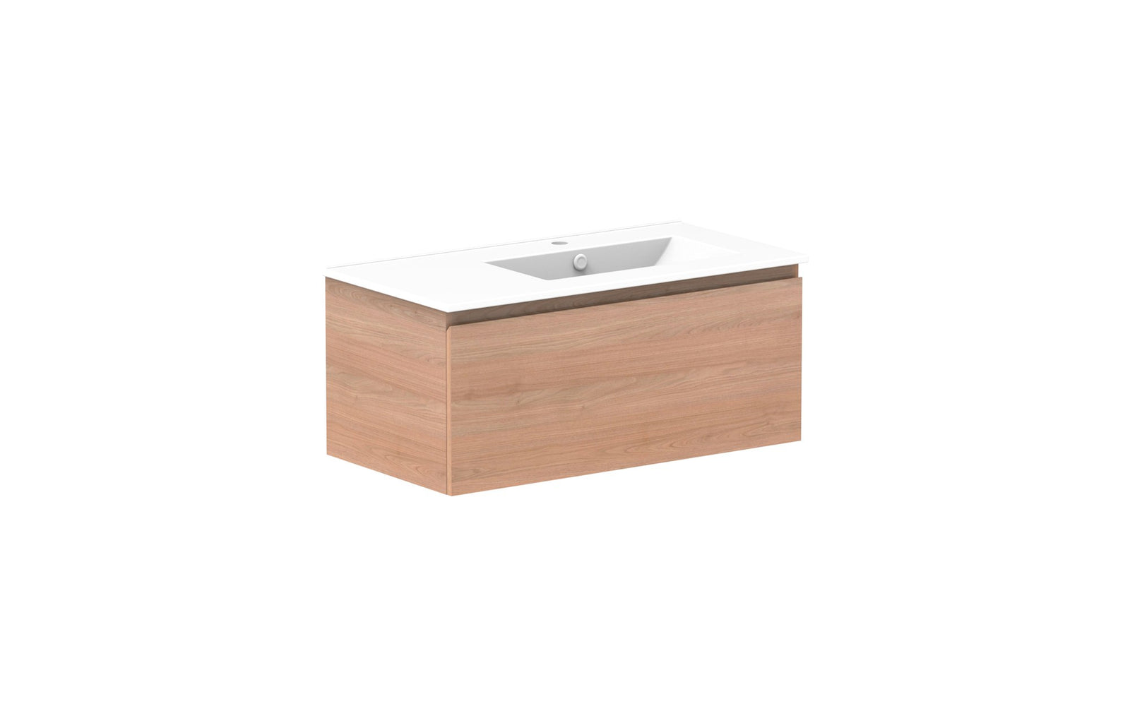 ADP Glacier Full Depth All-Drawer Slim Wall Hung Vanity 900mm right offset bowl, ceramic top