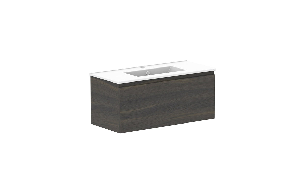 ADP Glacier Ensuite All-Drawer Slim Wall Hung Vanity 900mm, ceramic top
