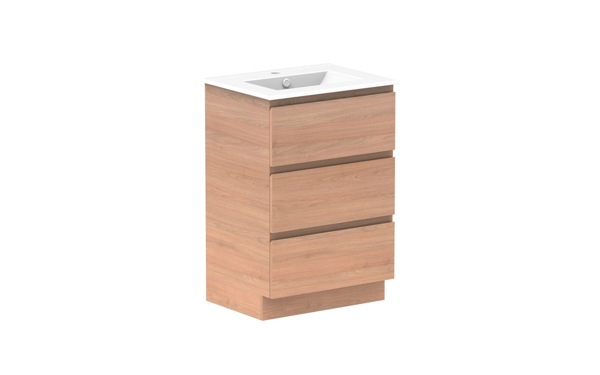 ADP Glacier Full Depth All-Drawer Trio Floor Mount Vanity 600mm centre bowl, ceramic top