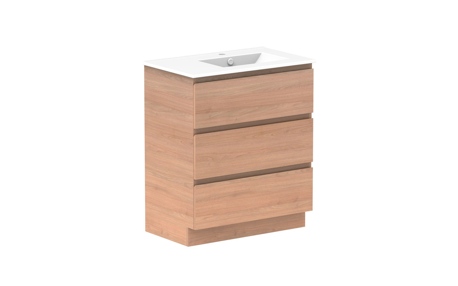 ADP Glacier Full Depth All-Drawer Trio Floor Mount Vanity 750mm right offset bowl, ceramic top