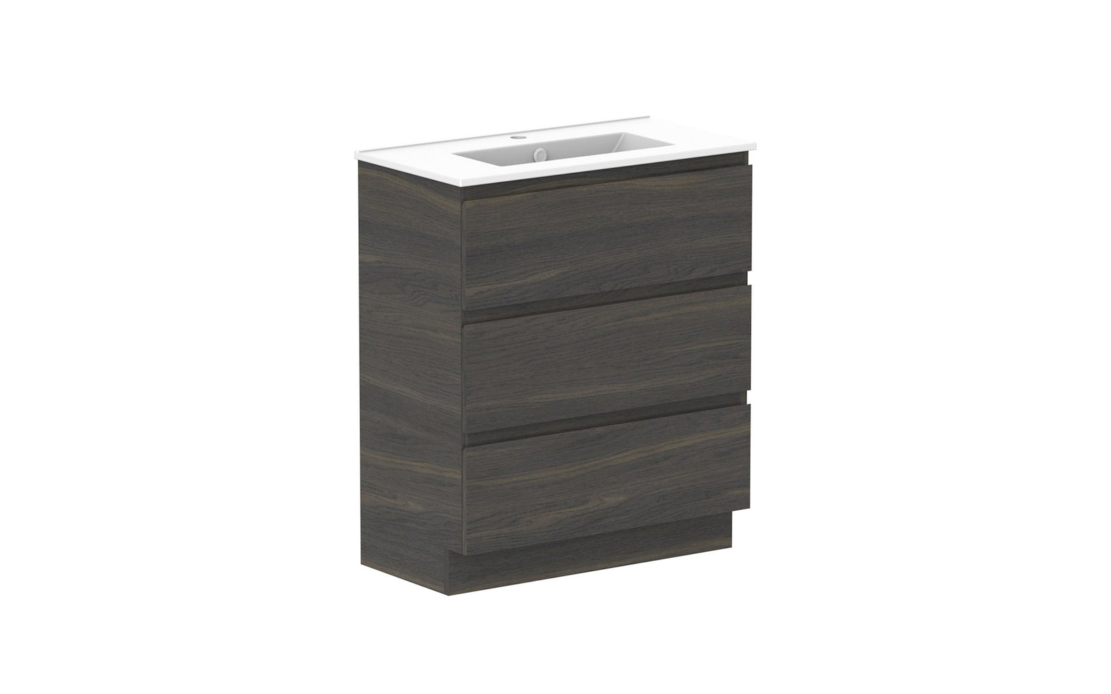 ADP Glacier Ensuite All-Drawer Trio Floor Mount Vanity 750mm, ceramic top