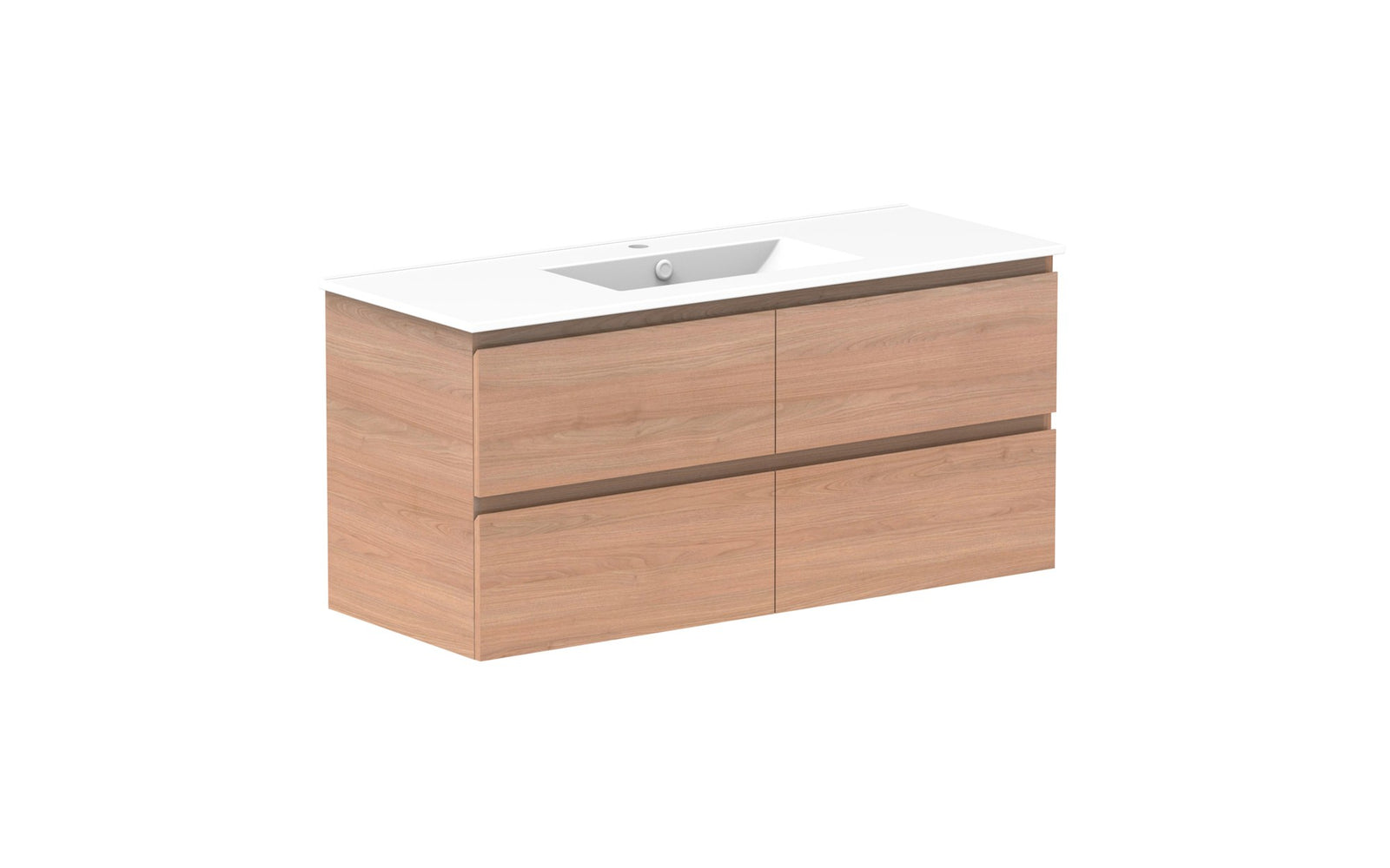 ADP Glacier Full Depth All-Drawer Twin Wall Hung Vanity 1200mm centre bowl, ceramic top