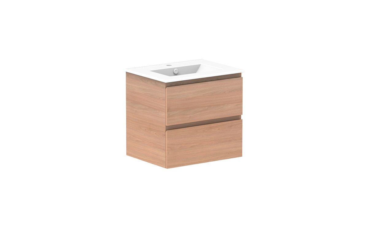 ADP Glacier Full Depth All-Drawer Twin Wall Hung Vanity 600mm centre bowl, ceramic top