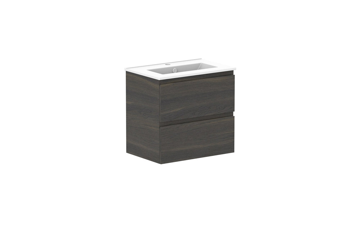 ADP Glacier Ensuite All-Drawer Twin Wall Hung Vanity 600mm, ceramic top