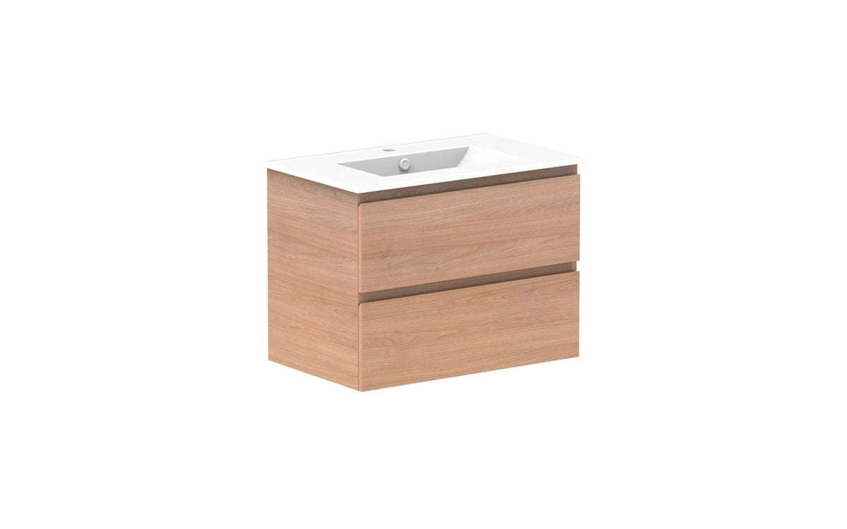 ADP Glacier Full Depth All-Drawer Twin Wall Hung Vanity 750mm centre bowl, ceramic top
