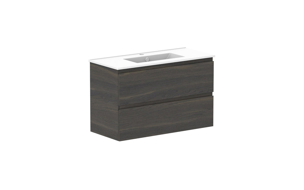 ADP Glacier Ensuite All-Drawer Twin Wall Hung Vanity 900mm, ceramic top