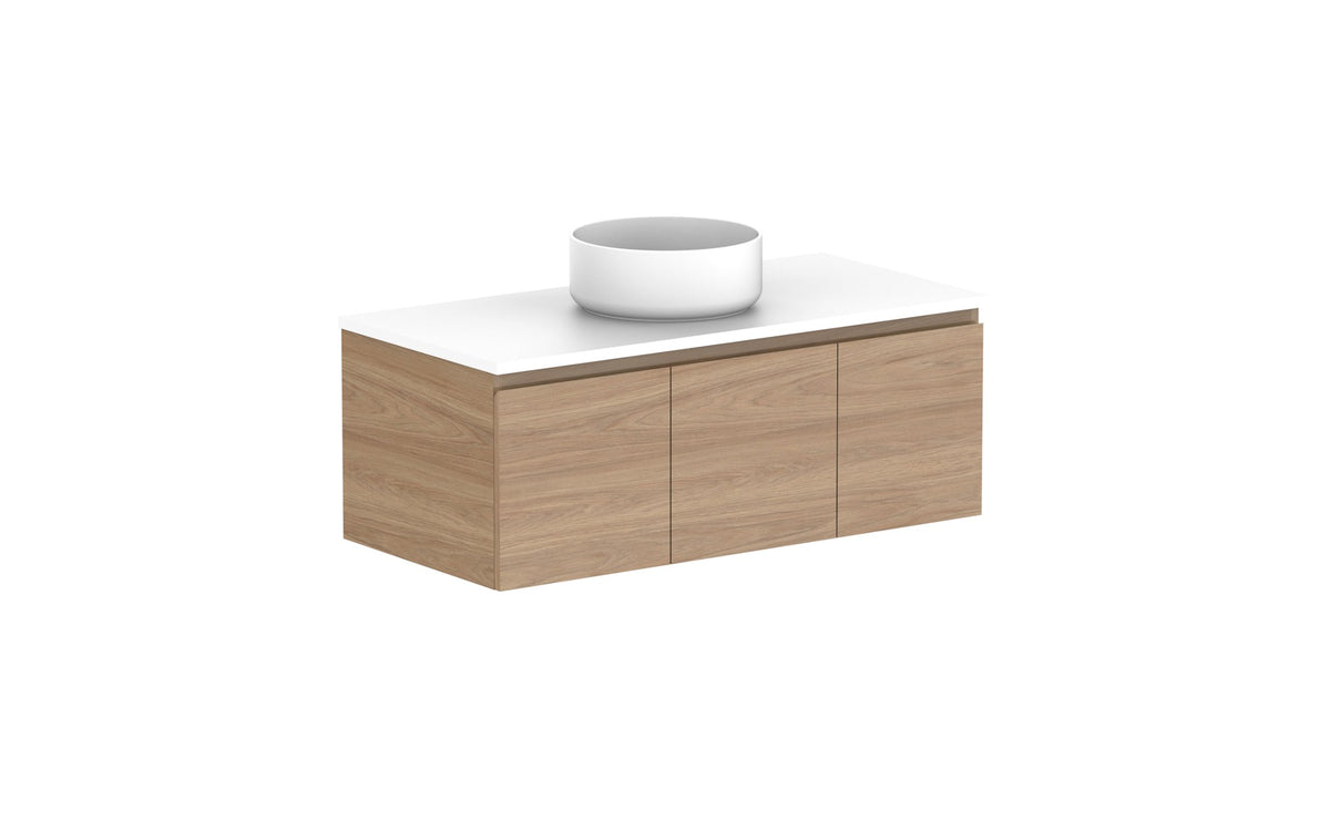 ADP Glacier Full Depth Door & Drawer Slim Wall Hung Vanity 1050mm centre bowl, benchtop
