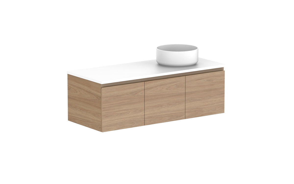 ADP Glacier Full Depth Door & Drawer Slim Wall Hung Vanity 1200mm right offset bowl, benchtop