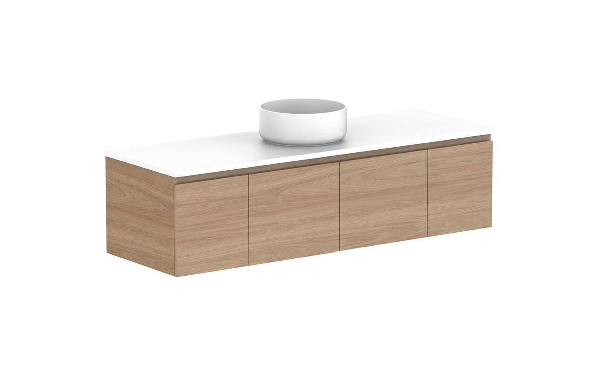 ADP Glacier Full Depth Door & Drawer Slim Wall Hung Vanity 1500mm centre bowl, benchtop