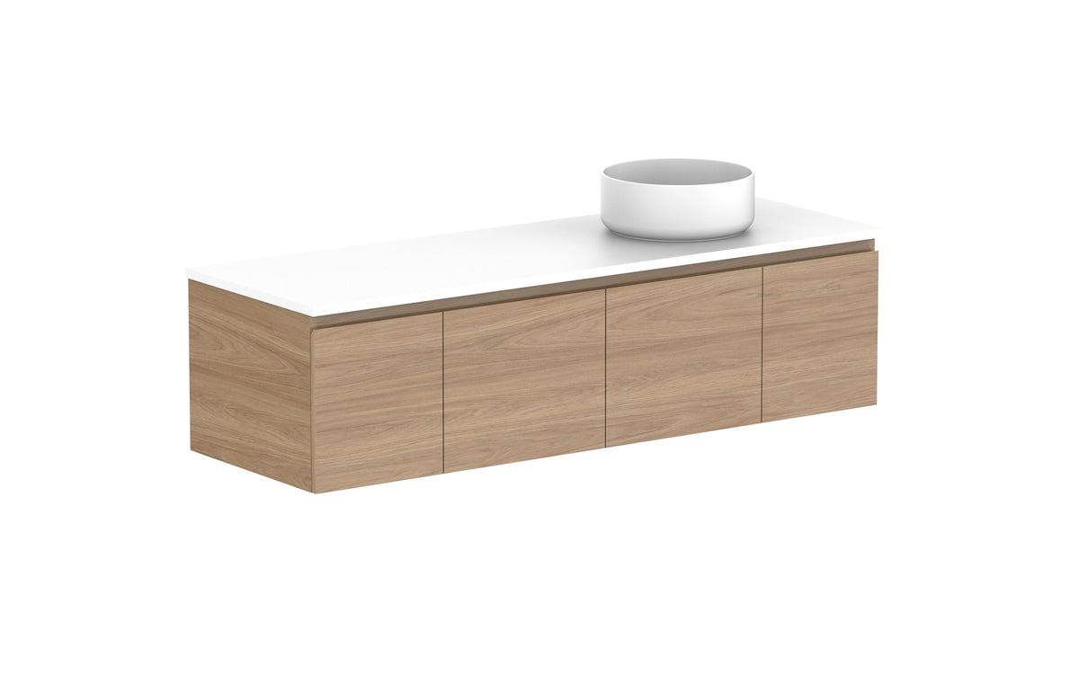 ADP Glacier Full Depth Door & Drawer Slim Wall Hung Vanity 1500mm right offset bowl, benchtop