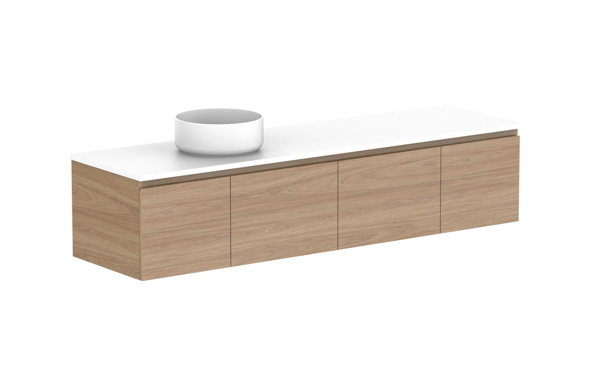ADP Glacier Full Depth Door & Drawer Slim Wall Hung Vanity 1800mm left offset bowl, benchtop