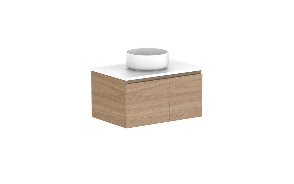 ADP Glacier Full Depth Door & Drawer Slim Wall Hung Vanity 750mm centre bowl, benchtop