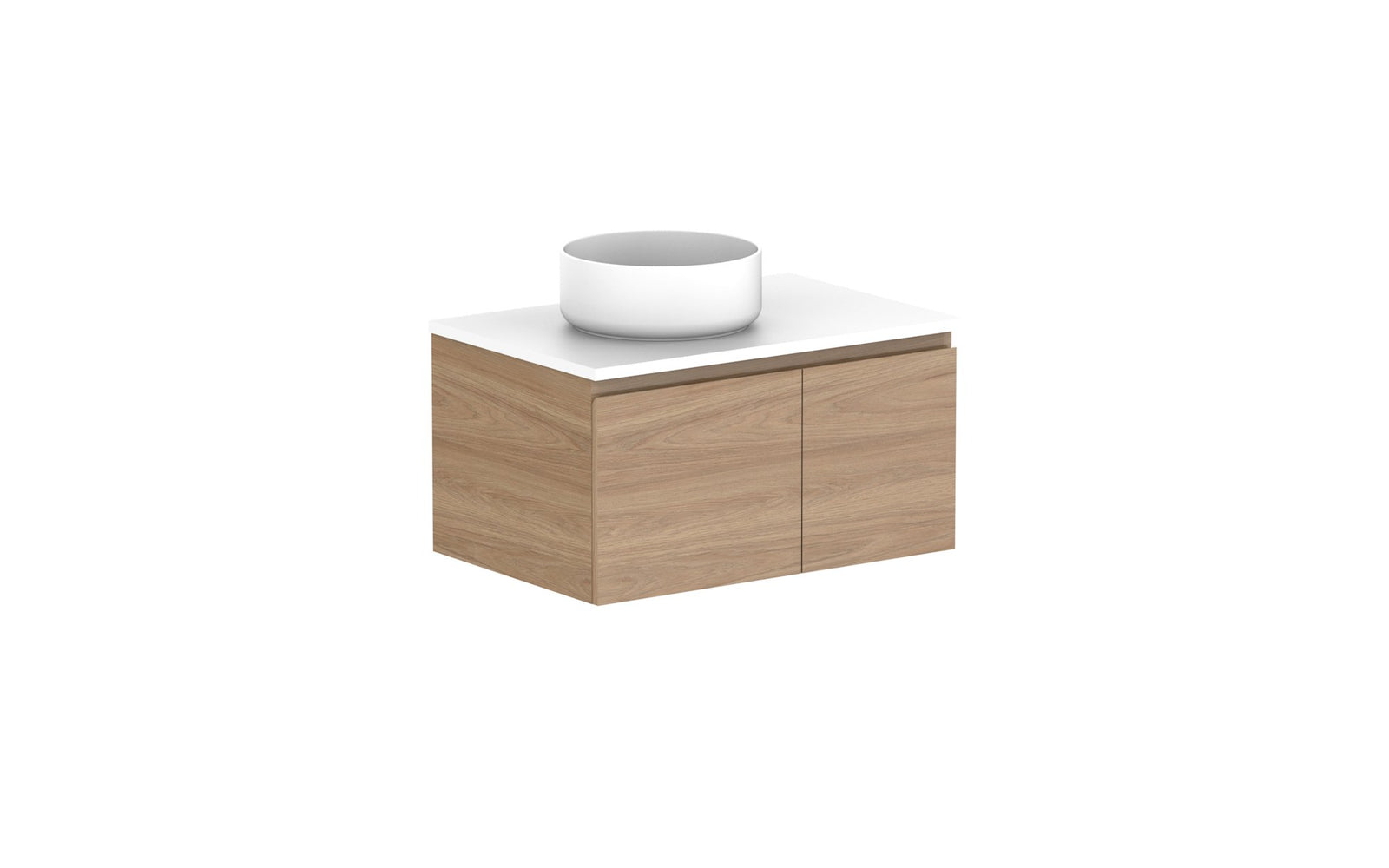 ADP Glacier Full Depth Door & Drawer Slim Wall Hung Vanity 750mm left offset bowl, benchtop