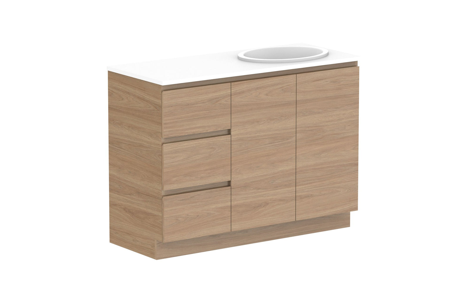 ADP Glacier Full Depth Door & Drawer Trio Floor Mount Vanity 1200mm right offset bowl, benchtop