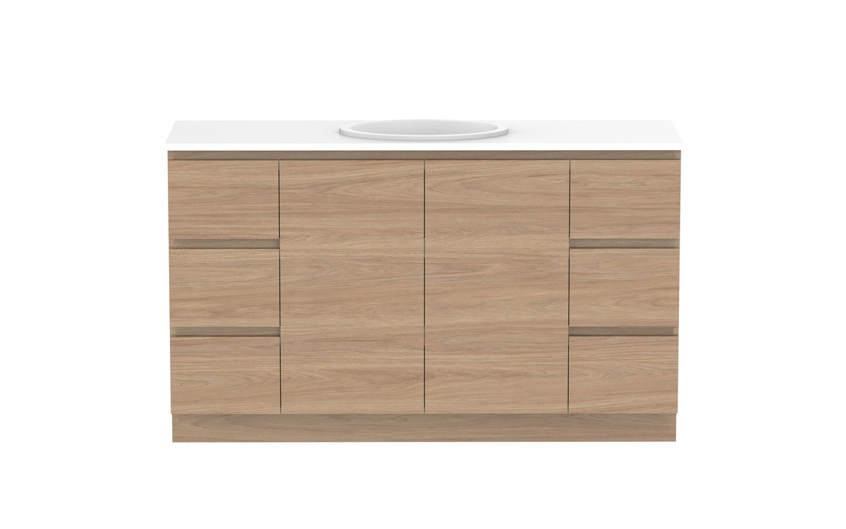 ADP Glacier Full Depth Door & Drawer Trio Floor Mount Vanity 1500mm centre bowl, benchtop