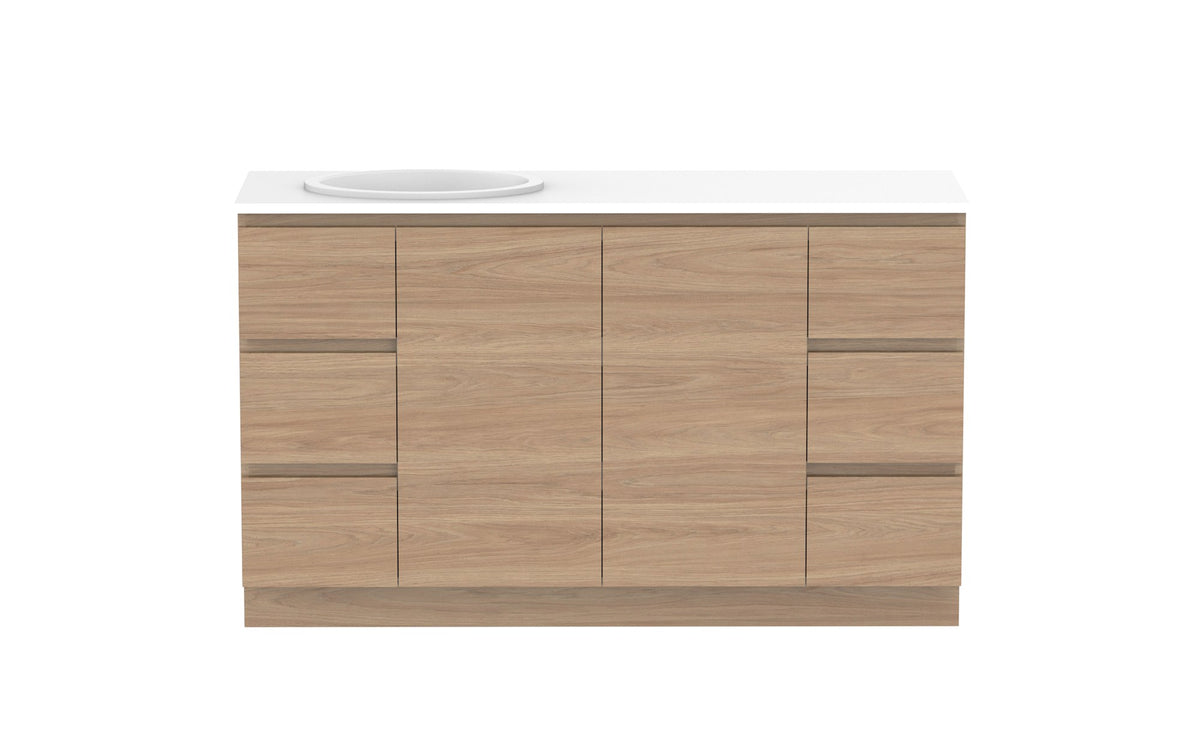 ADP Glacier Full Depth Door & Drawer Trio Floor Mount Vanity 1500mm left offset bowl, benchtop