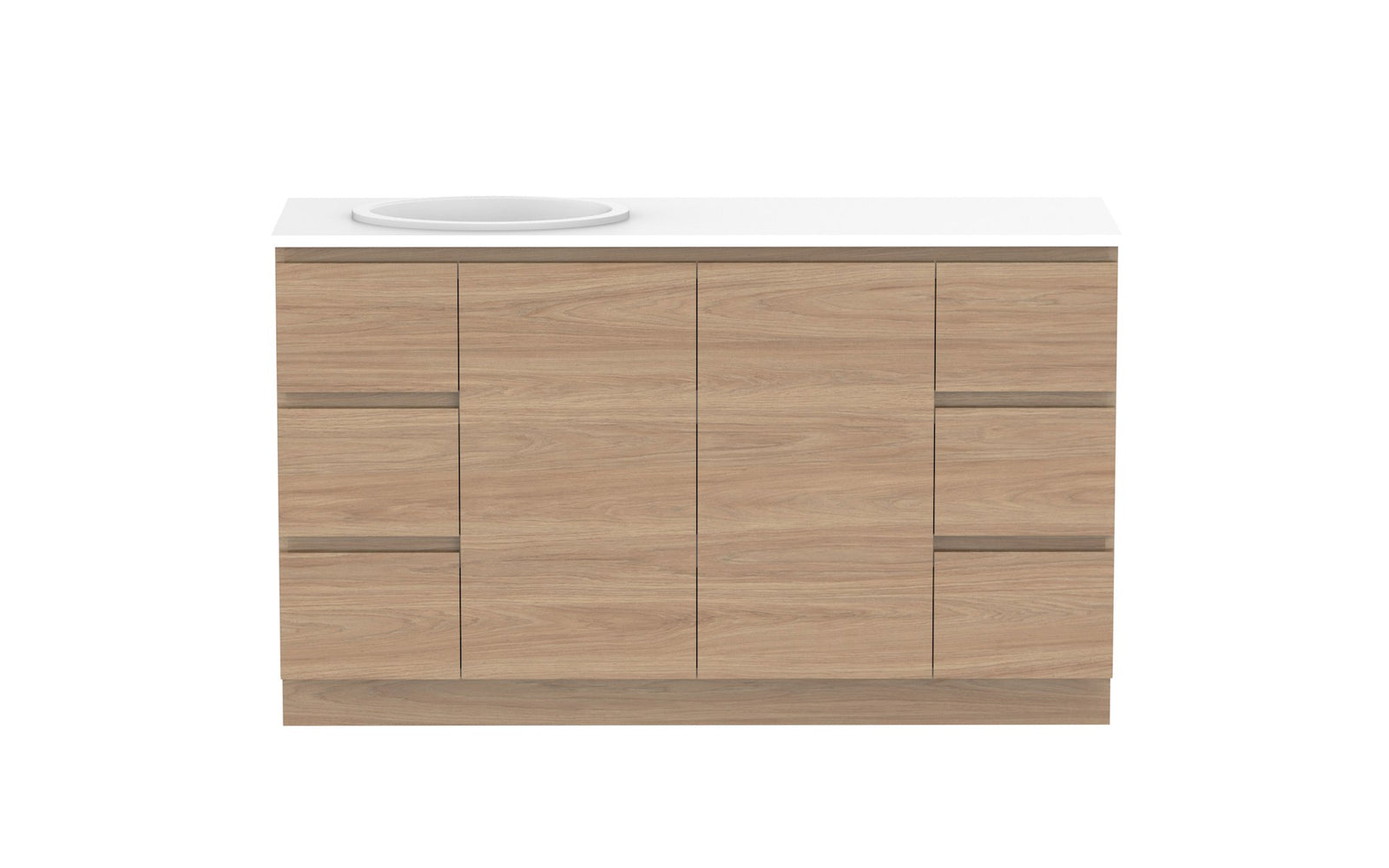 ADP Glacier Full Depth Door & Drawer Trio Floor Mount Vanity 1500mm left offset bowl, benchtop