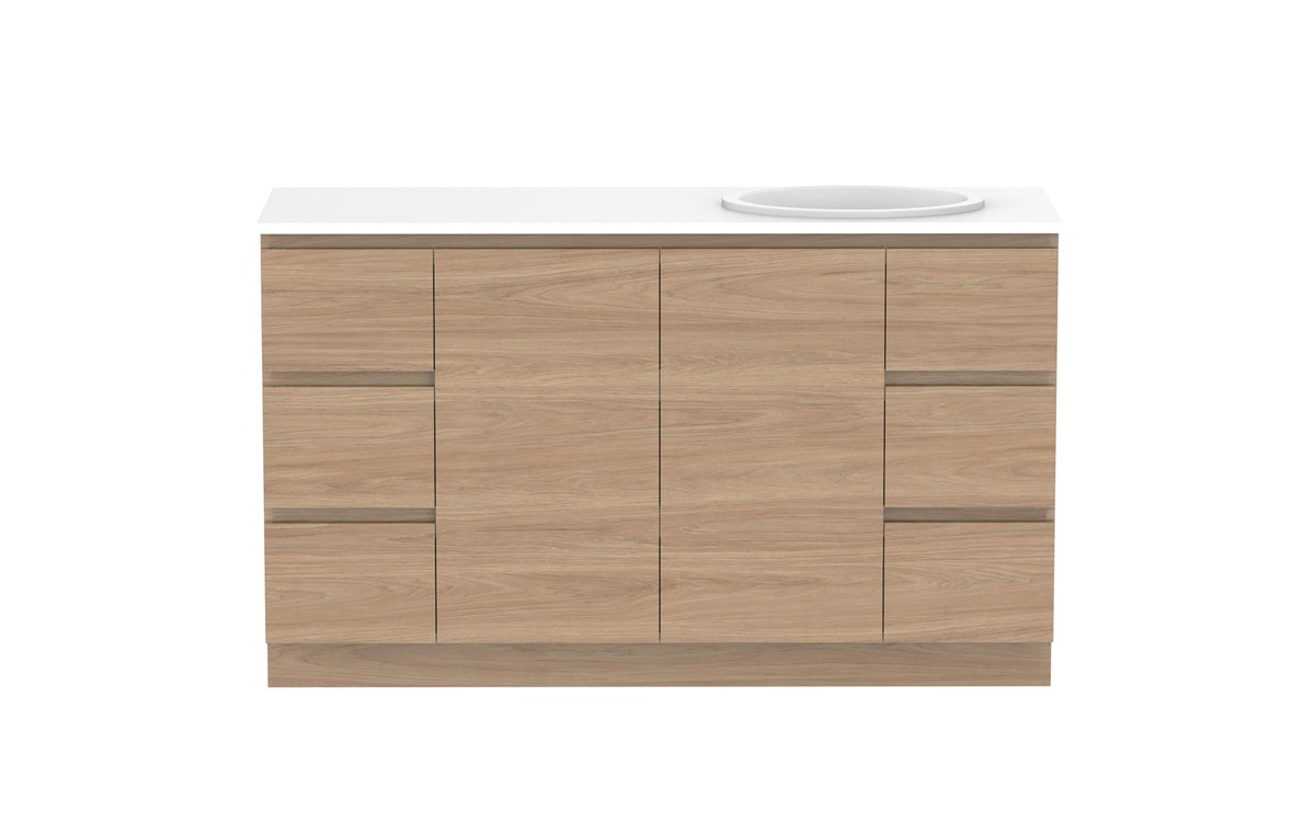 ADP Glacier Full Depth Door & Drawer Trio Floor Mount Vanity 1500mm right offset bowl, benchtop