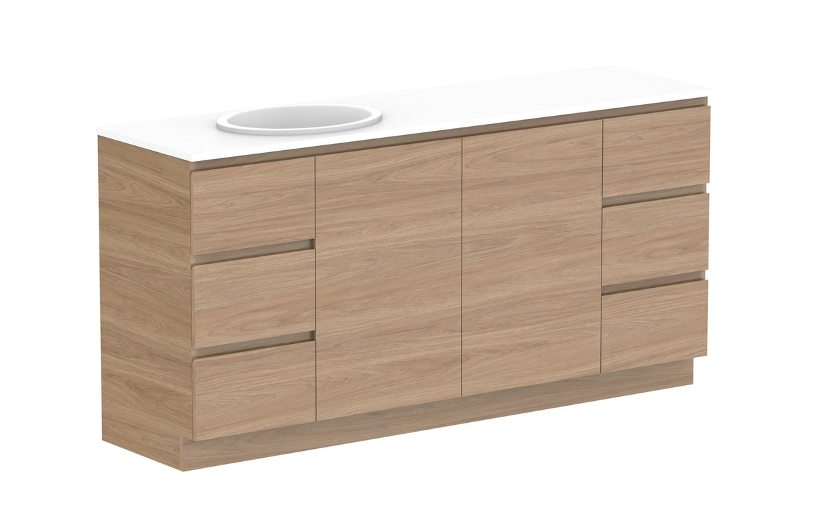 ADP Glacier Full Depth Door & Drawer Trio Floor Mount Vanity 1800mm left offset bowl, benchtop