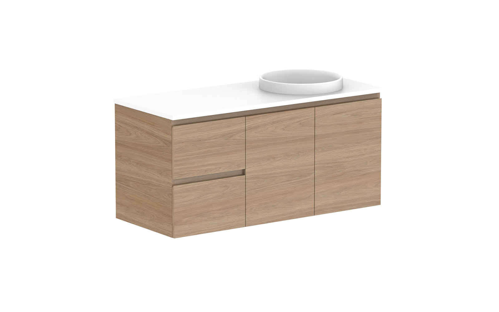 ADP Glacier Full Depth Door & Drawer Twin Wall Hung Vanity 1200mm right offset bowl, benchtop