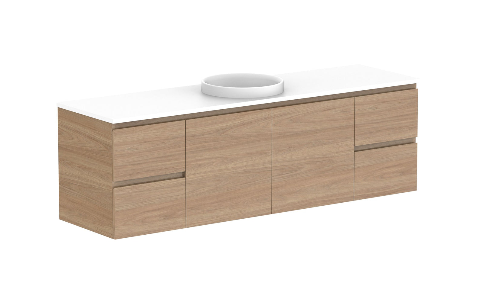 ADP Glacier Full Depth Door & Drawer Twin Wall Hung Vanity 1800mm centre bowl, benchtop