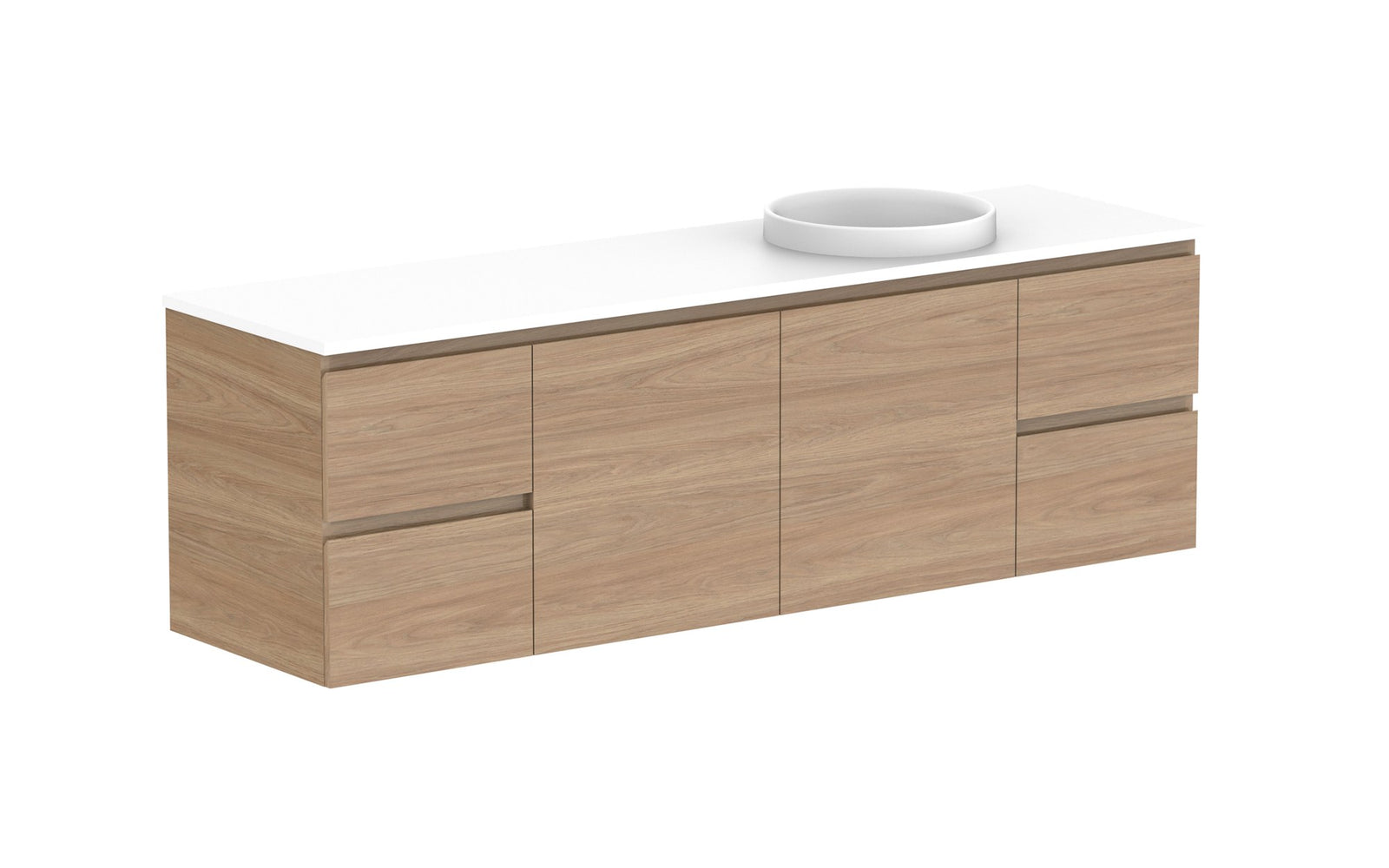 ADP Glacier Full Depth Door & Drawer Twin Wall Hung Vanity 1800mm right offset bowl, benchtop