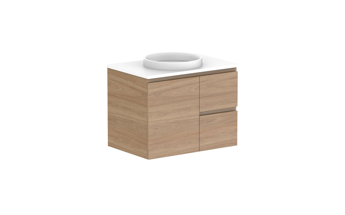 ADP Glacier Full Depth Door & Drawer Twin Wall Hung Vanity 750mm centre bowl, benchtop
