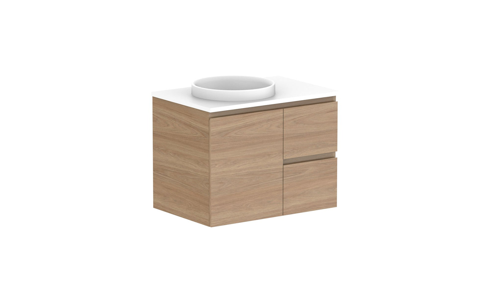 ADP Glacier Full Depth Door & Drawer Twin Wall Hung Vanity 750mm left offset bowl, benchtop