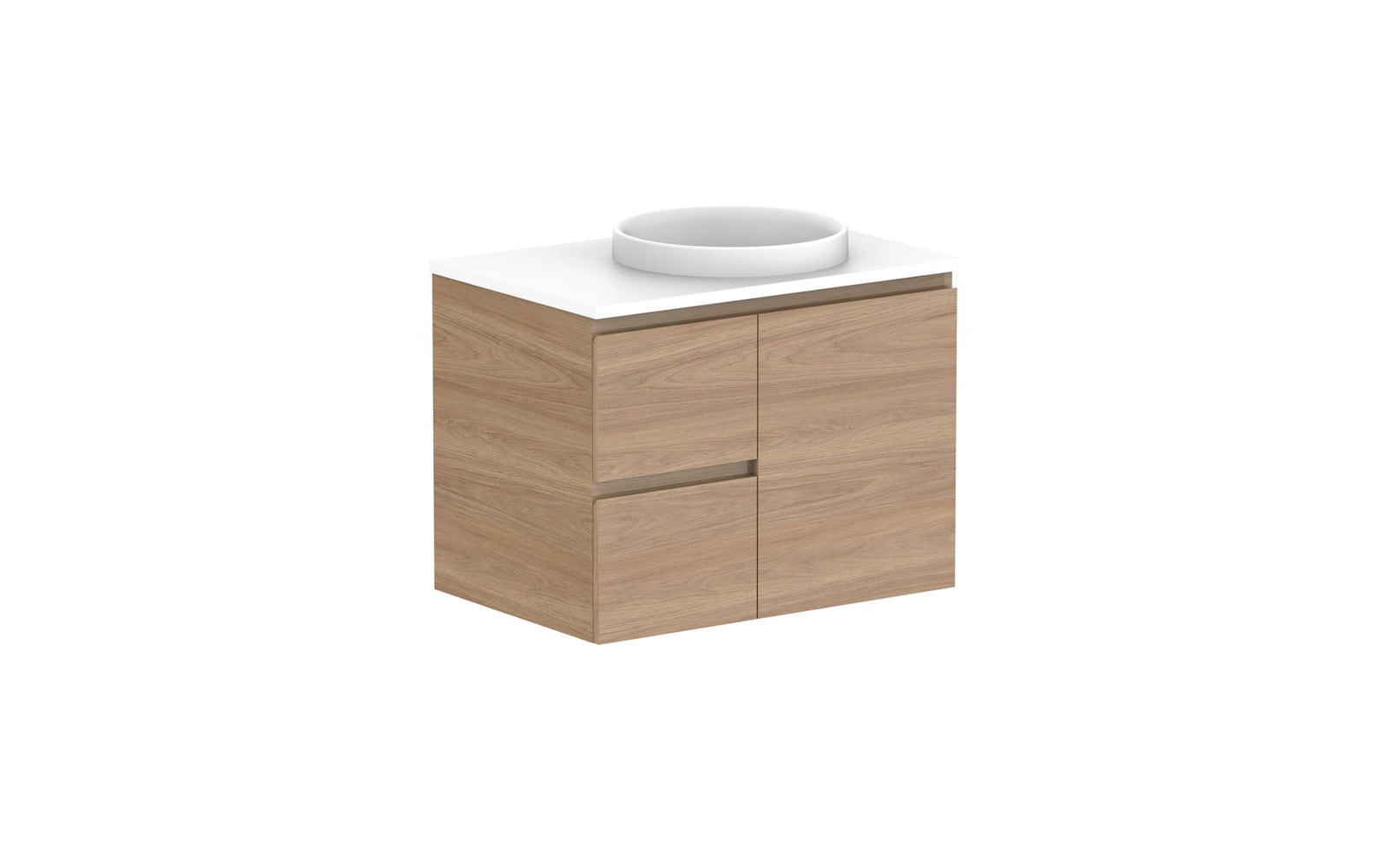 ADP Glacier Full Depth Door & Drawer Twin Wall Hung Vanity 750mm right offset bowl, benchtop