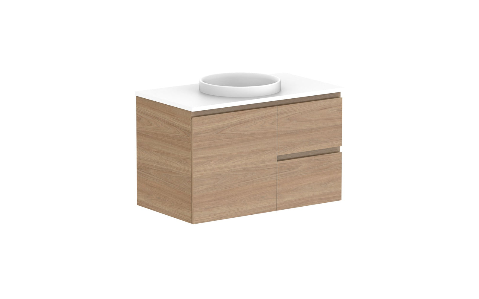 ADP Glacier Full Depth Door & Drawer Twin Wall Hung Vanity 900mm centre bowl, benchtop