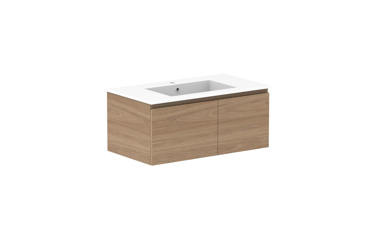ADP Glacier Full Depth Door & Drawer Slim Wall Hung Vanity 900mm centre bowl, cast marble top