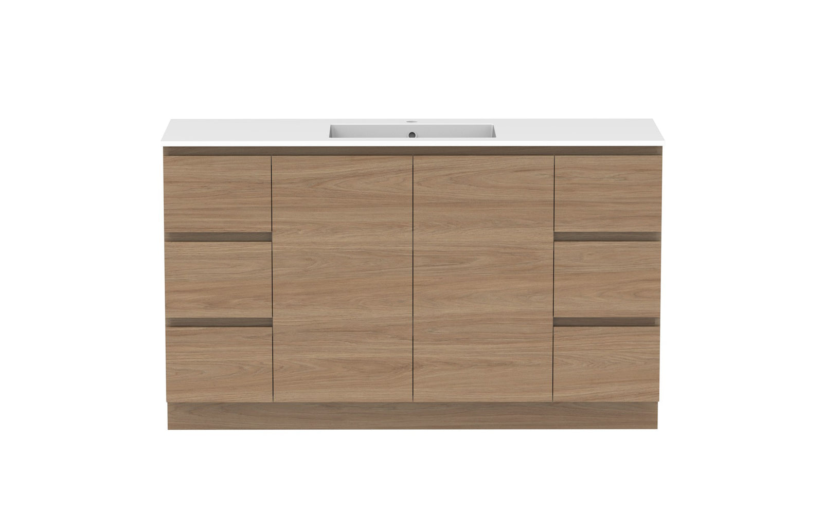 ADP Glacier Full Depth Door & Drawer Trio Floor Mount Vanity 1500mm centre bowl, cast marble top