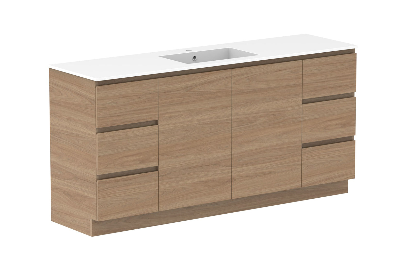 ADP Glacier Full Depth Door & Drawer Trio Floor Mount Vanity 1800mm centre bowl, cast marble top