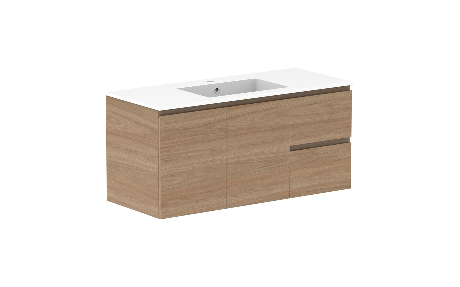 ADP Glacier Full Depth Door & Drawer Twin Wall Hung Vanity 1200mm centre bowl, cast marble top
