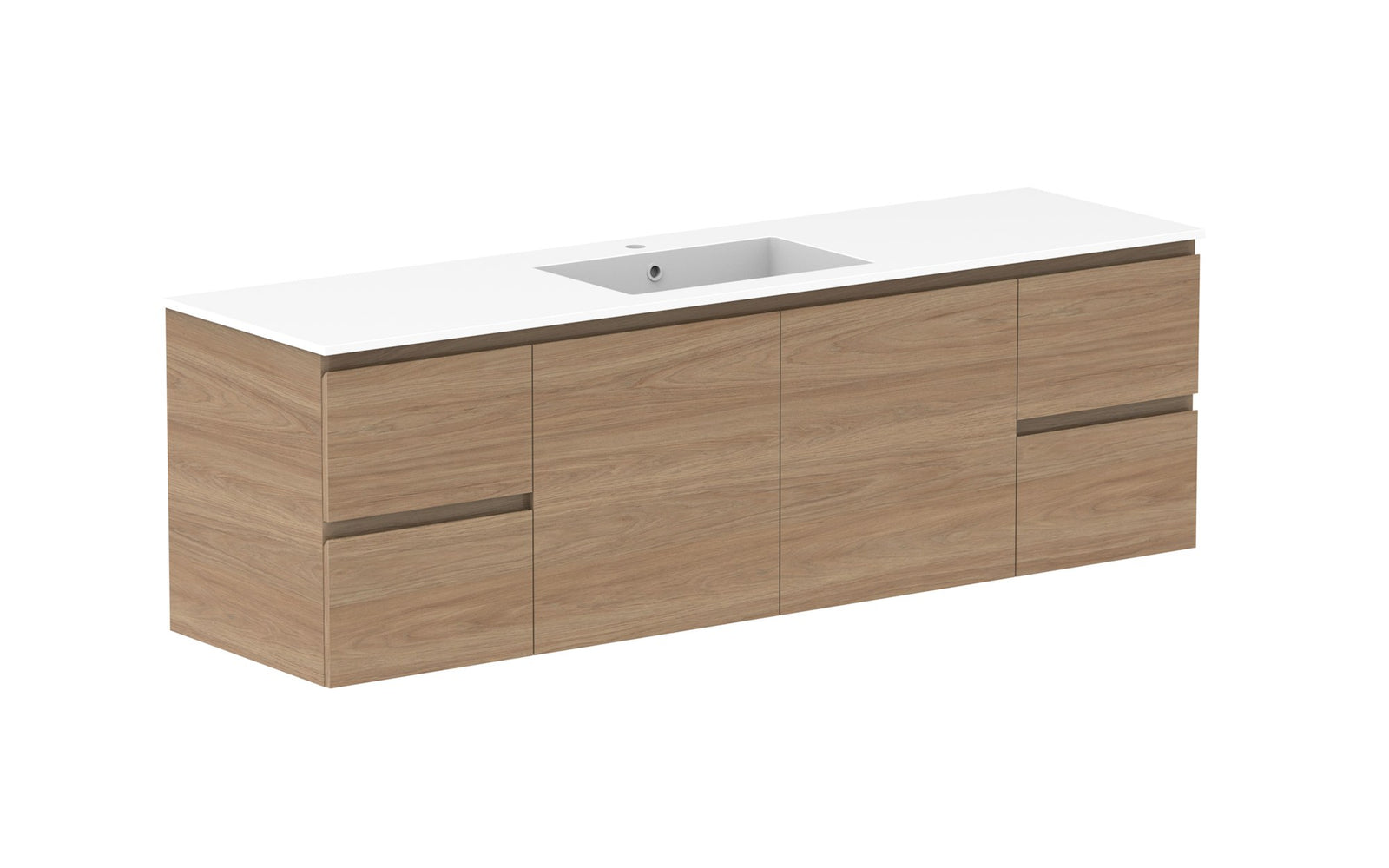 ADP Glacier Full Depth Door & Drawer Twin Wall Hung Vanity 1800mm centre bowl, cast marble top
