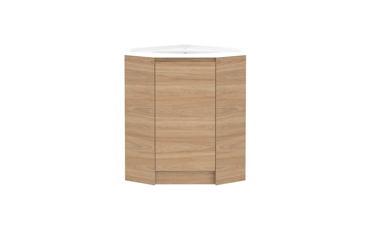 ADP Glacier Corner Floor Mount Vanity 600 x 600mm, cast marble top