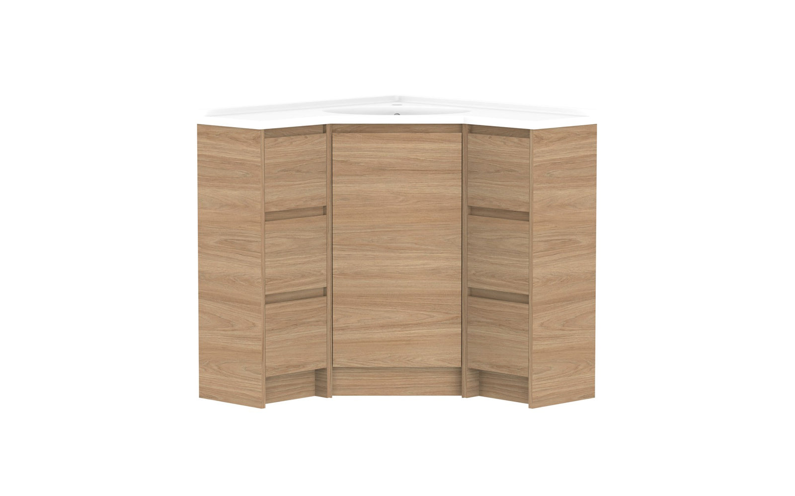 ADP Glacier Corner Floor Mount Vanity 900 x 900mm, drawers, cast marble top