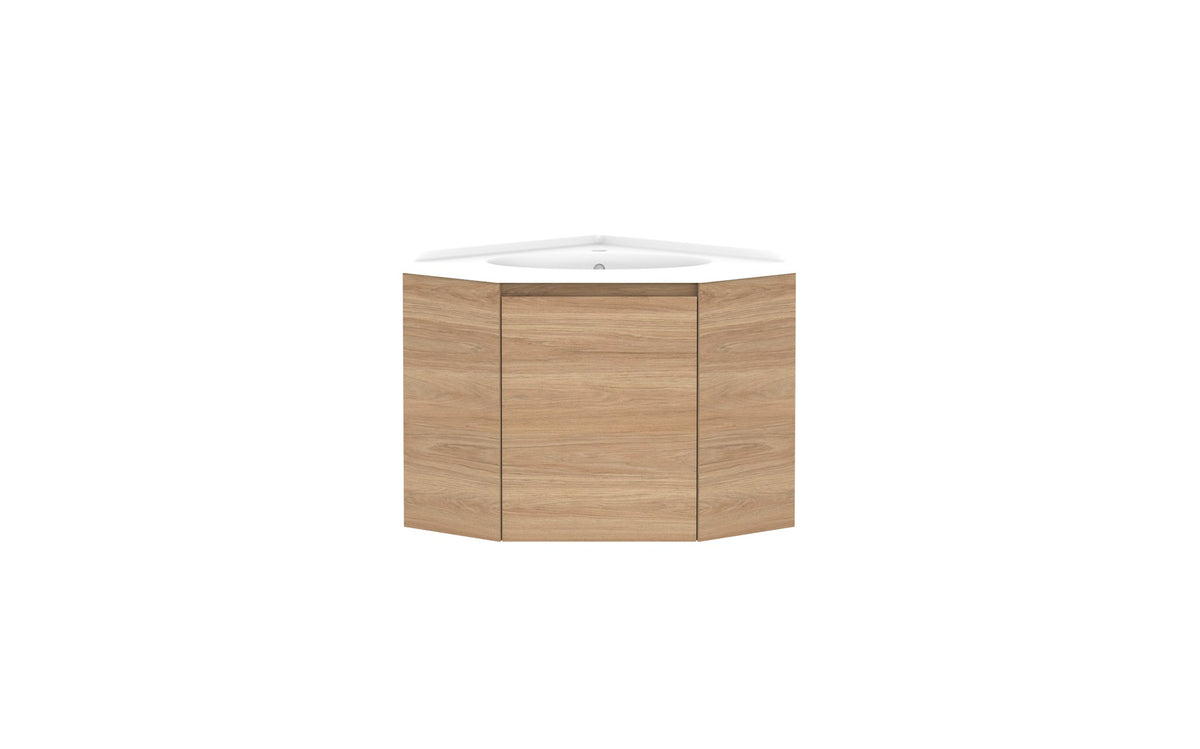 ADP Glacier Corner Wall Hung Vanity 600 x 600mm, cast marble top