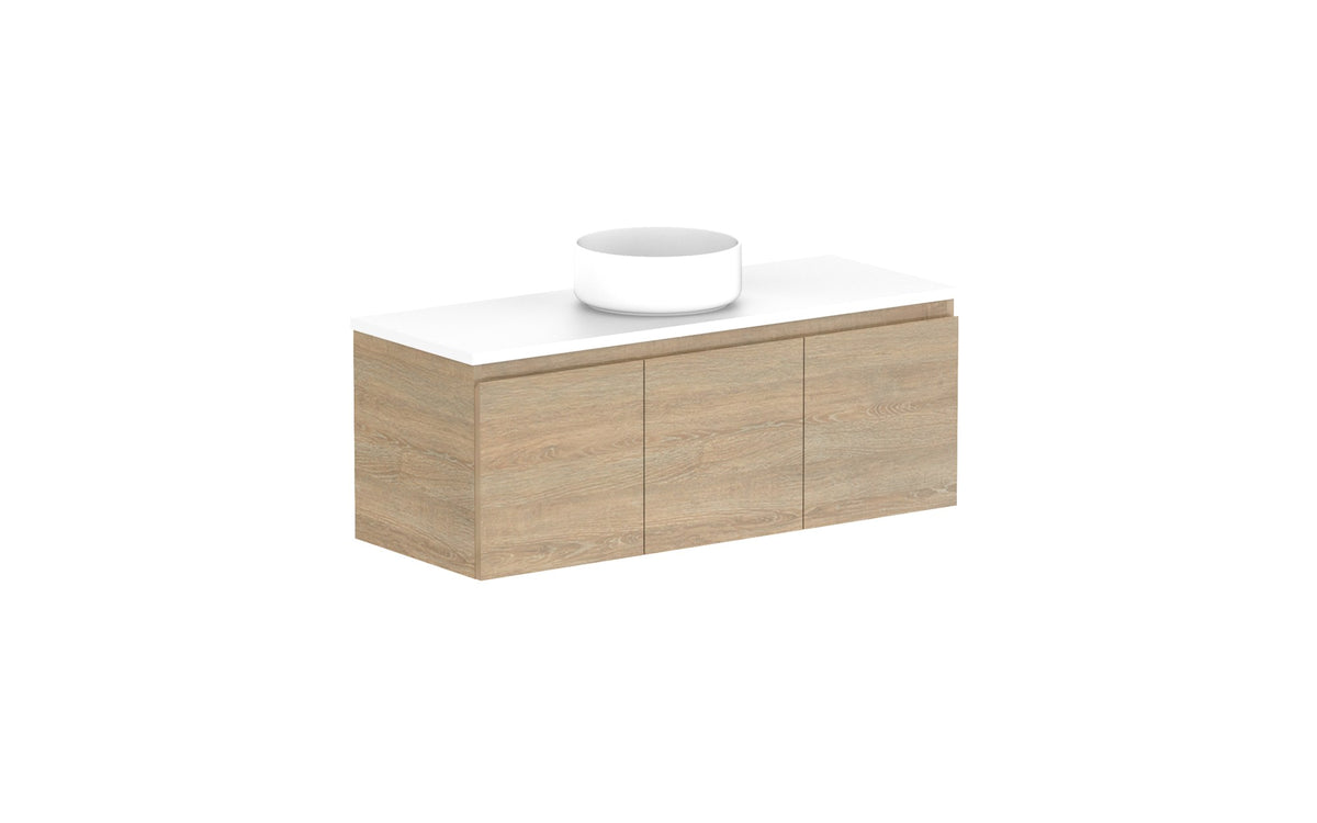ADP Glacier Ensuite All-Door Slim Wall Hung Vanity 1050mm centre bowl, benchtop