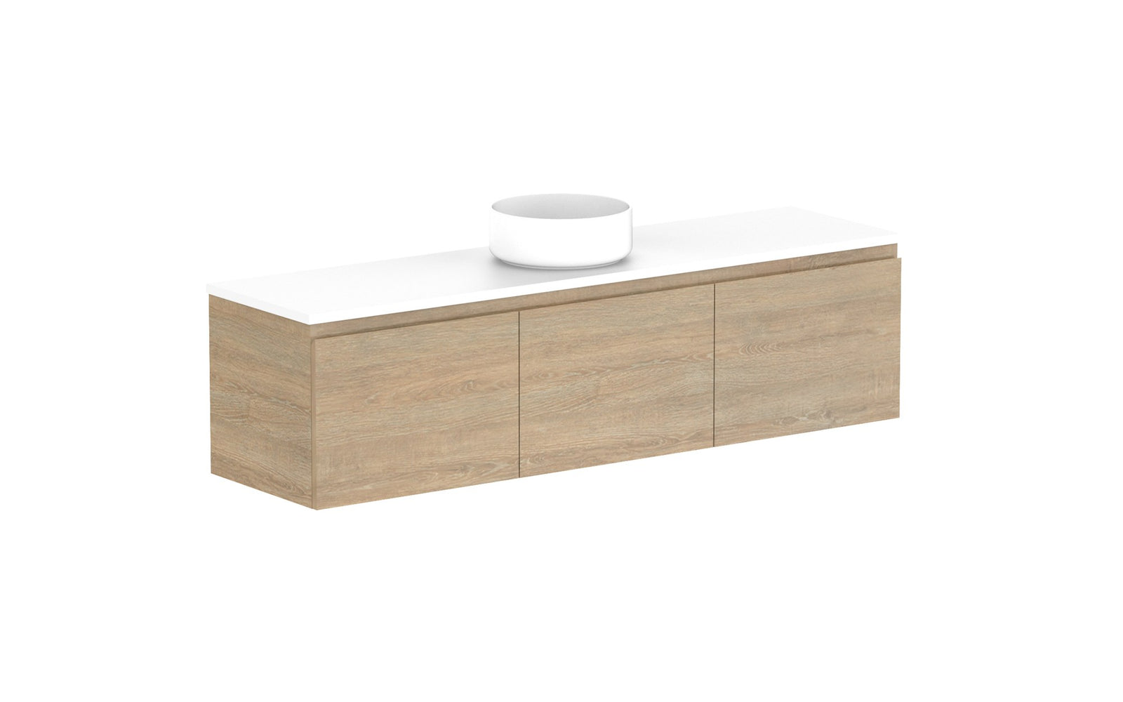 ADP Glacier Ensuite All-Door Slim Wall Hung Vanity 1500mm centre bowl, benchtop